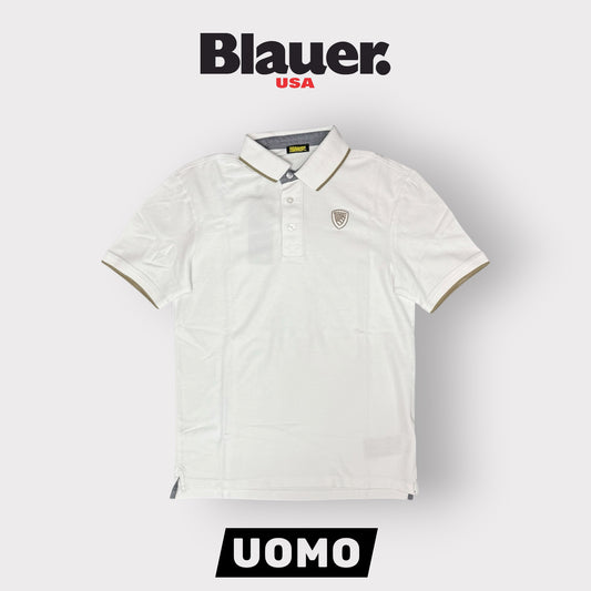 BLAUER- Polo Uomo, Regular Fit, mod.Damon, Col.Bianco