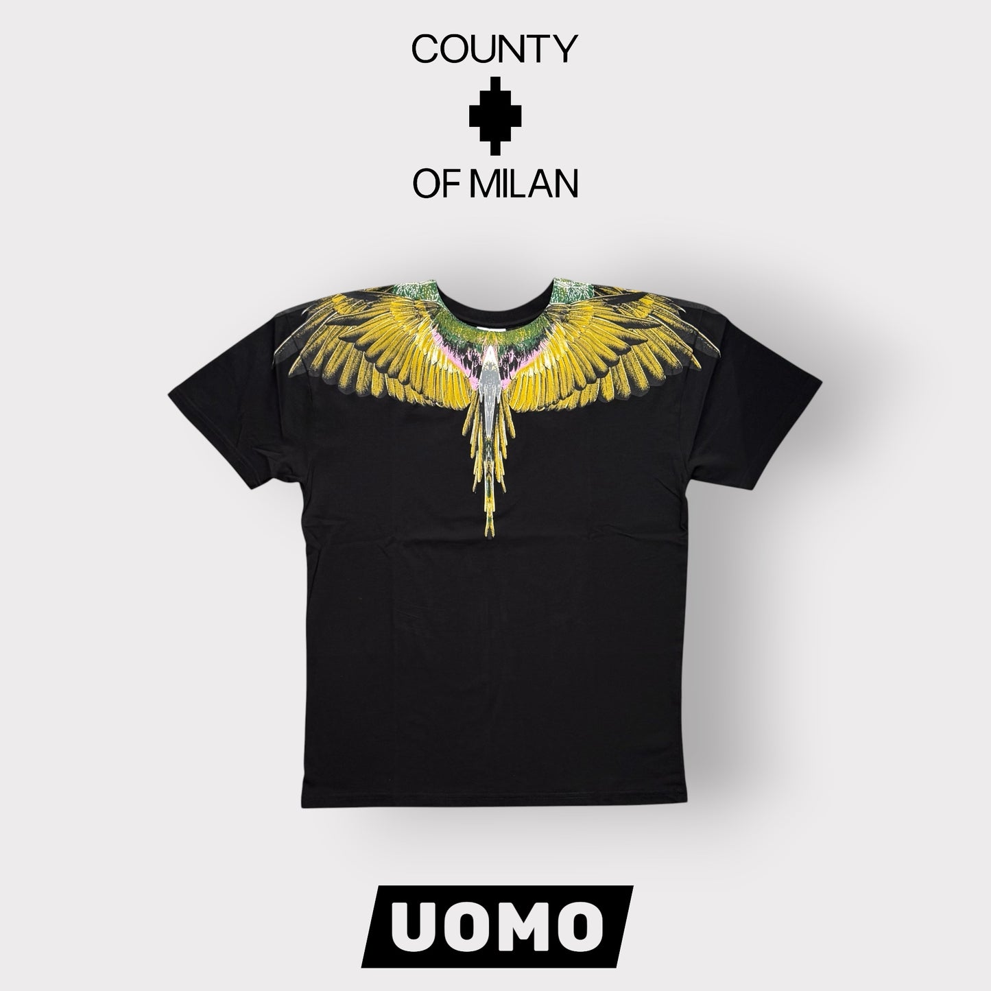 COUNTY- T-Shirt Uomo con stampa Gialla, Col.Nero