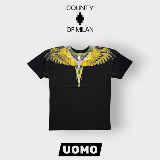COUNTY- T-Shirt Uomo con stampa Gialla, Col.Nero