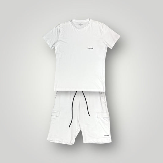 Completino estivo VSNOZERO Uomo con bermuda cargo, RegularFit, Col.Bianco