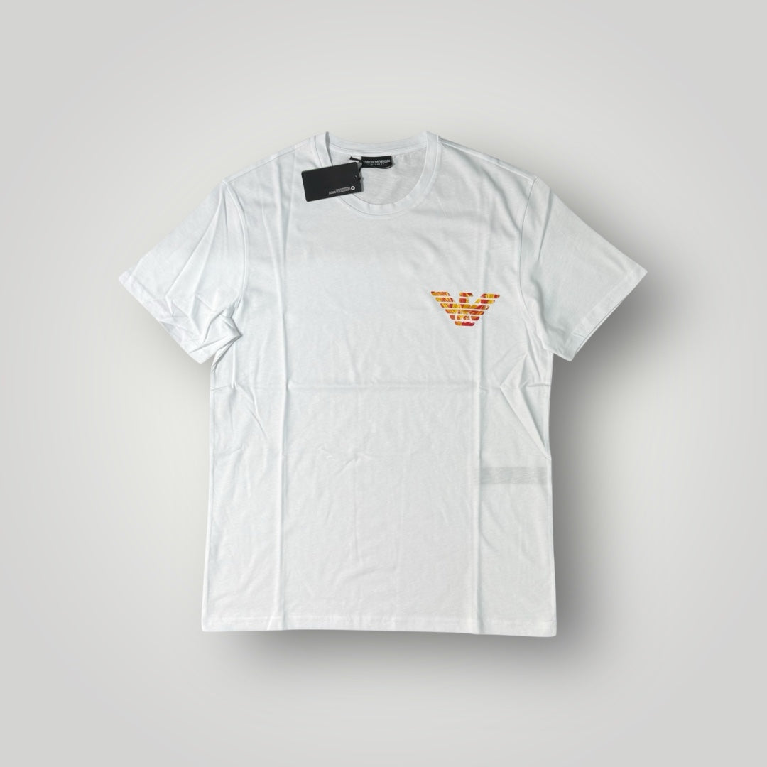 T-shirt EMPORIO ARMANI, con logo medio lato cuore stampato, Col.Bianco