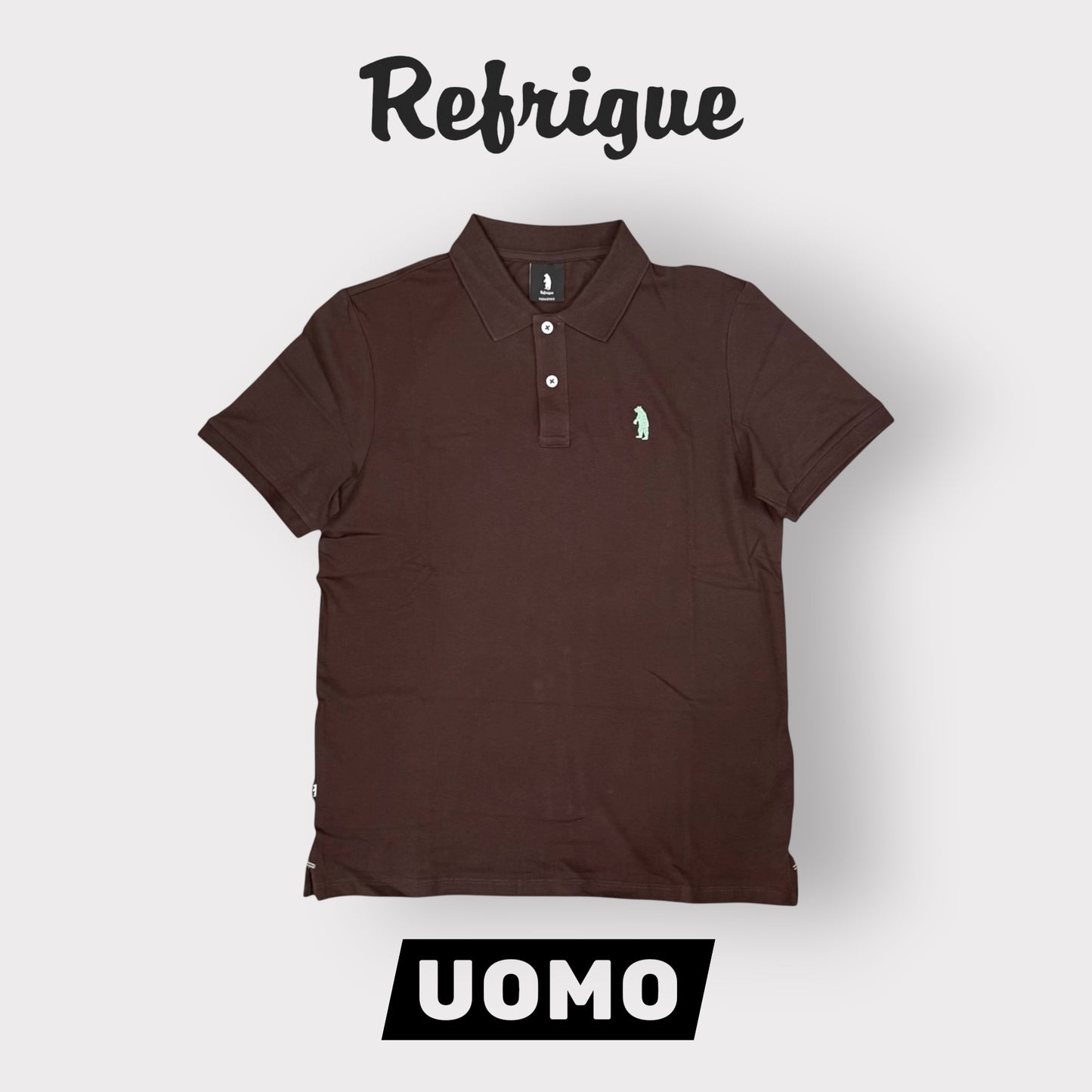 REFRIGUE- Polo Uomo, con logo lato cuore, col.Brown
