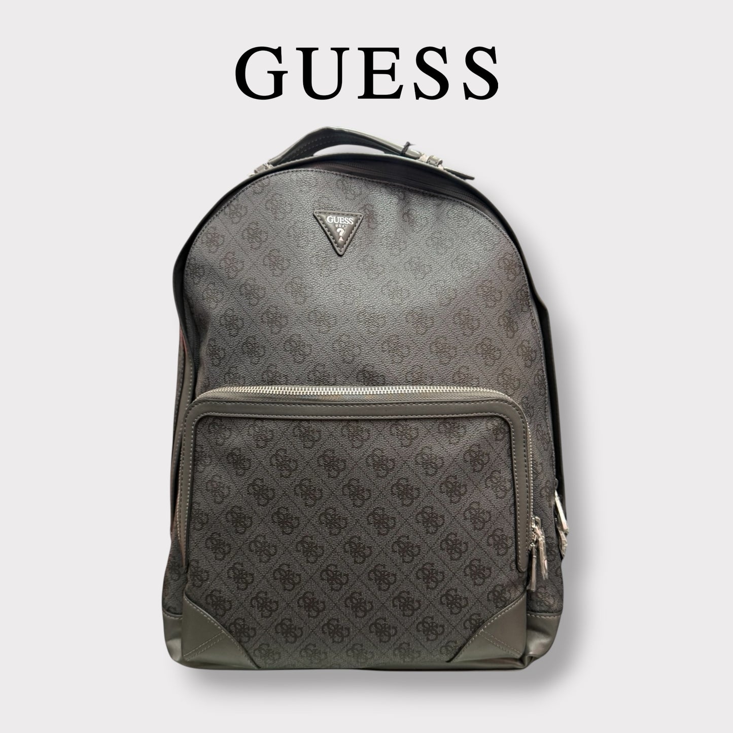 GUESS- Zaino Uomo, in pelle, logato, Col.Grigio Scuro