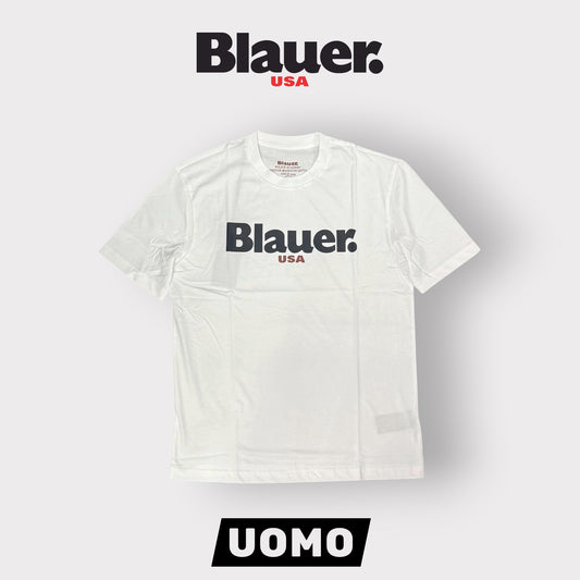 BLAUER- T-shirt, RegularFit, con stampa frontale, mod.Ernst, col.Bianco