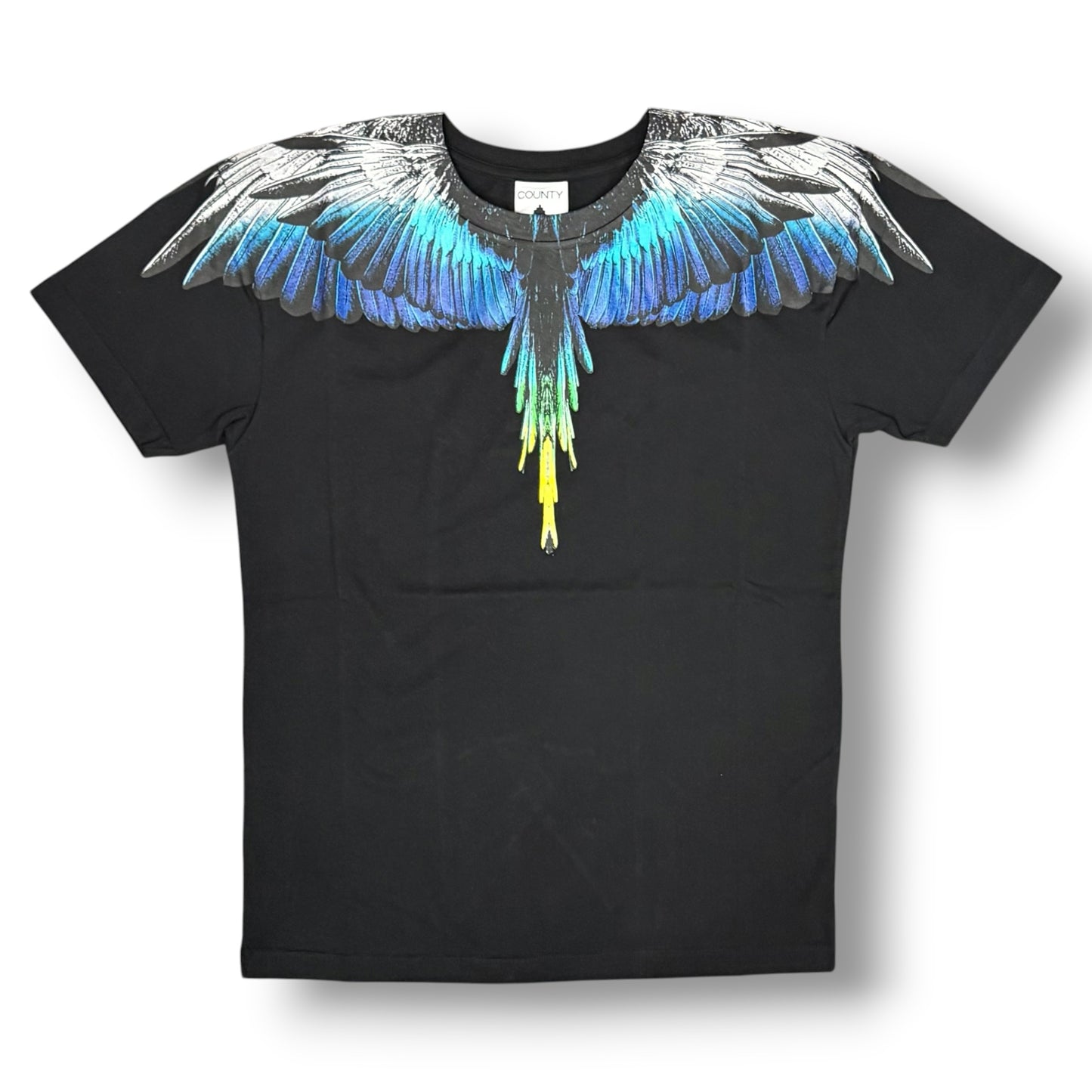COUNTY OF MILAN- T-Shirt Uomo, (veste comoda), con stampa Blu, Col.Nero