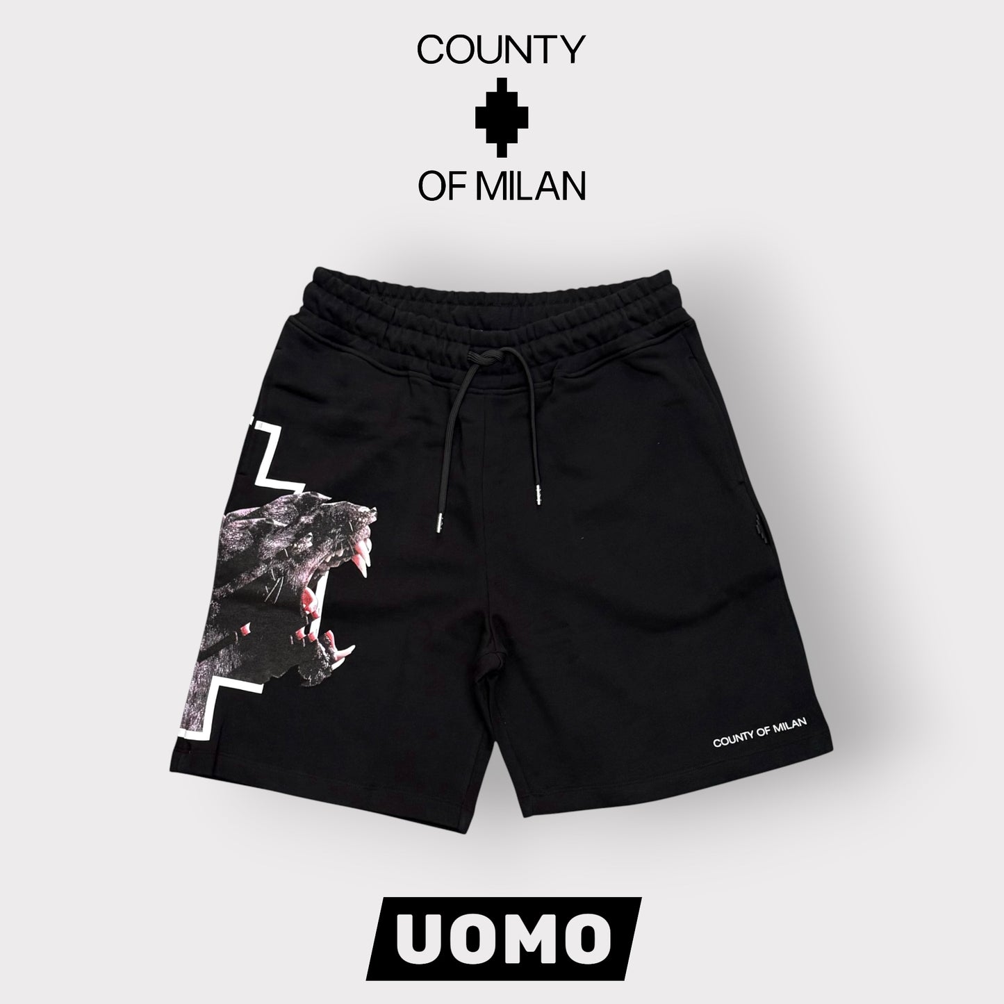 COUNTY OF MILAN- Bermuda Uomo con stampa sulla gamba, Col.Nero