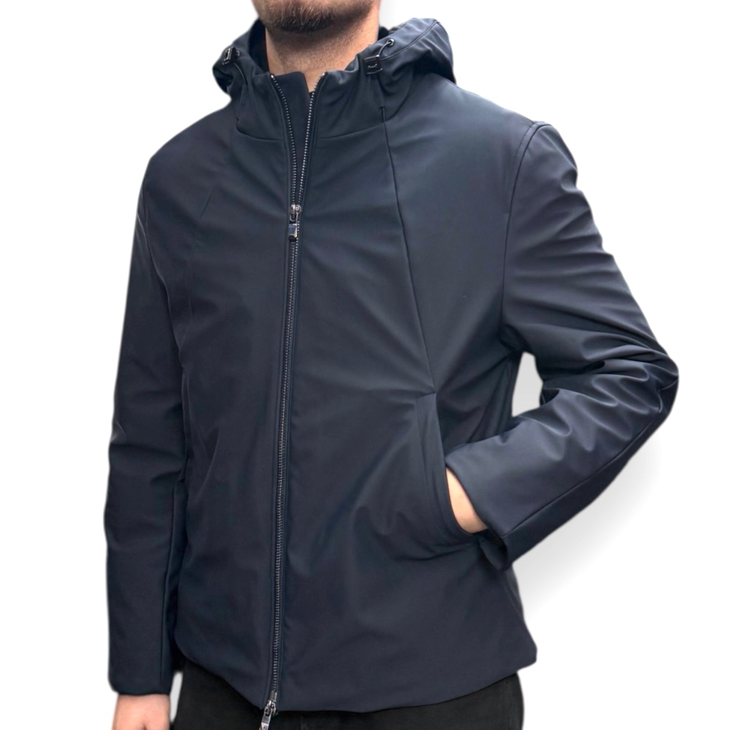 Giubbotto GAZZARINI Uomo con cappuccio in tessuto tecnico, Col.Blu