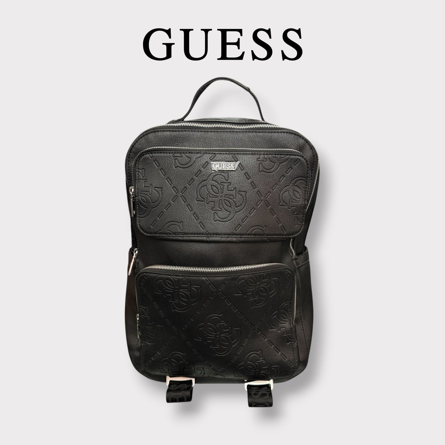 GUESS- Zaino Uomo, in pelle, logato, Col.Nero