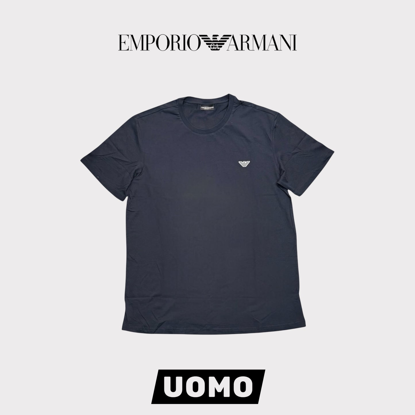 EMPORIO ARMANI- T-Shirt Uomo con logo ricamato lato cuore, Col.Blu