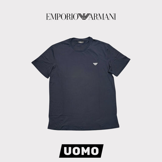 EMPORIO ARMANI- T-Shirt Uomo con logo ricamato lato cuore, Col.Blu