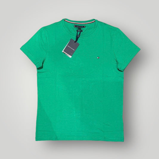 T-shirt TOMMY HILFIGER Uomo Verde con logo lato cuore, ExtraSlimFit