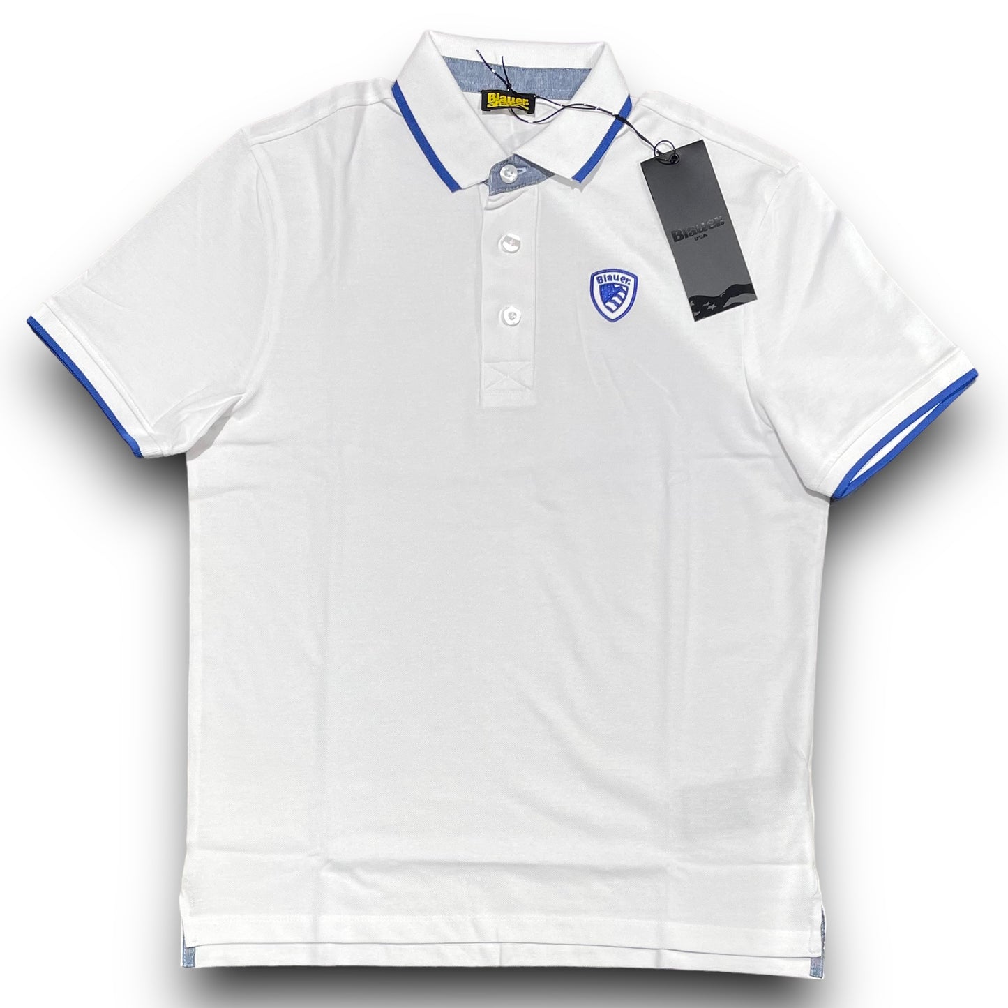 Polo BLAUER Uomo piquet, RegulrFit, col.Bianco