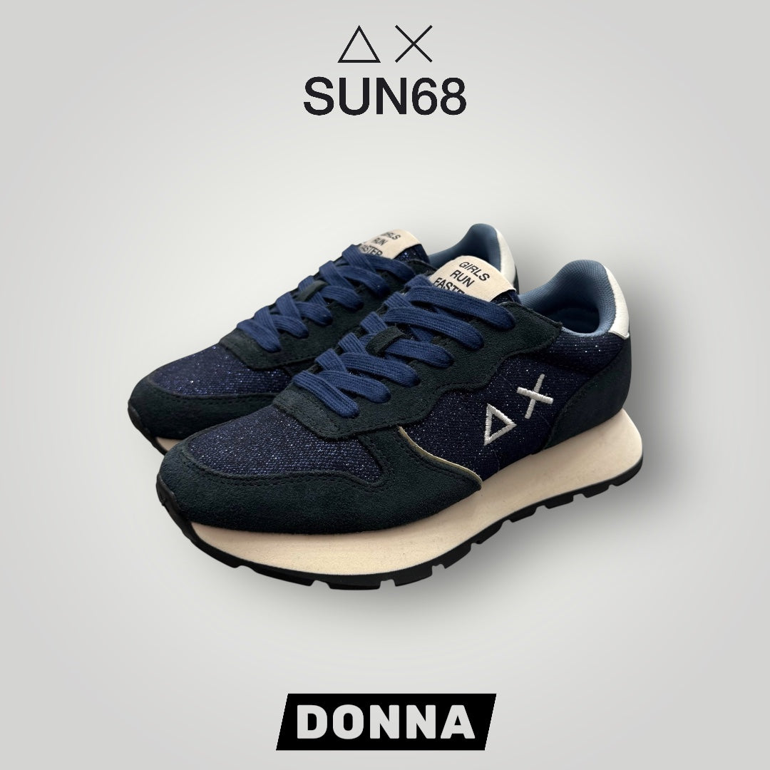 Scarpe SUN68 Donna, mod.Ally Glitter Textile, col.Navy Blue