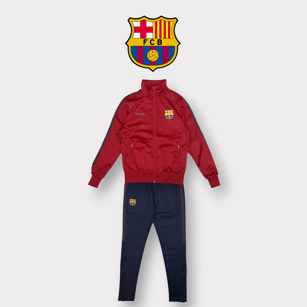 BARCELLONA- Tuta completa Uomo, senza cappuccio, con zip sulla caviglia, tex.Acetato, col.Rosso/Blu