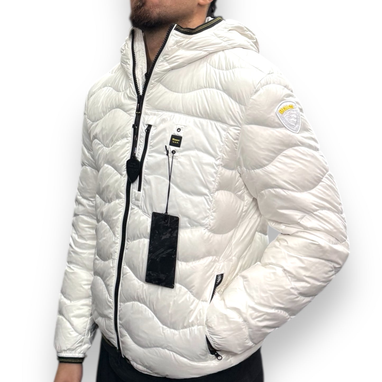 Giubbotto BLAUER con trama ad onde, Col.Bianco (imbott. Piuma - 2025)