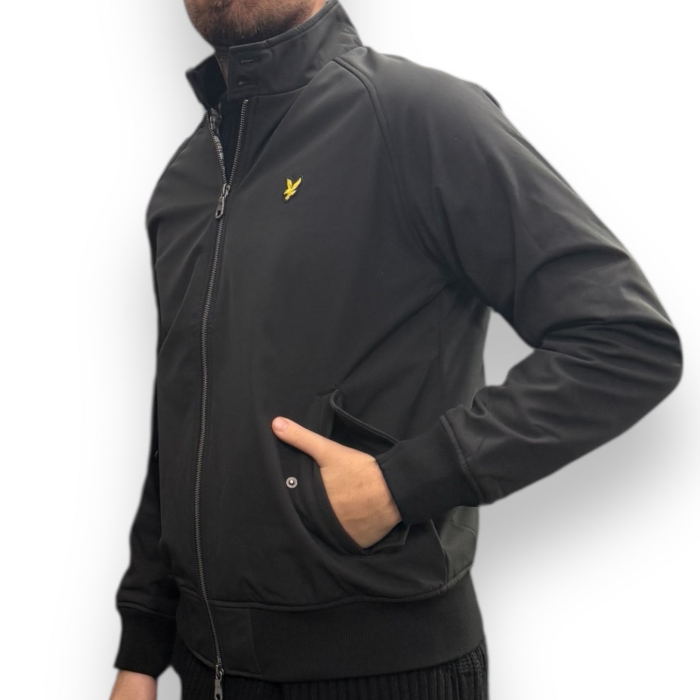 Giubbotto  LYLE&SCOTT, con interno in flanella, mod.Softshell Harrington Jacket, Col.Jet Black