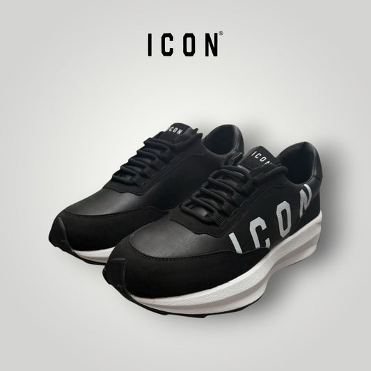 ICON- Scarpe Uomo con stampa laterale grande con gomma rialzata, Col.Nero