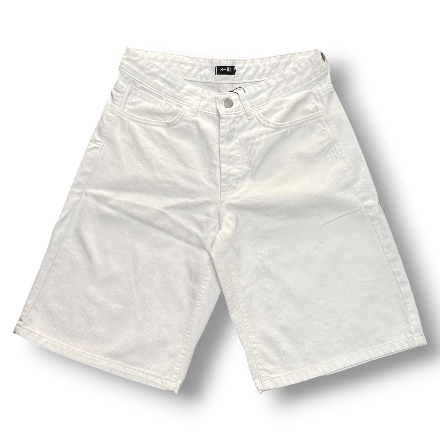 AFTER 91- Bermuda Uomo Jeans, gamba svasata, Col.Bianco