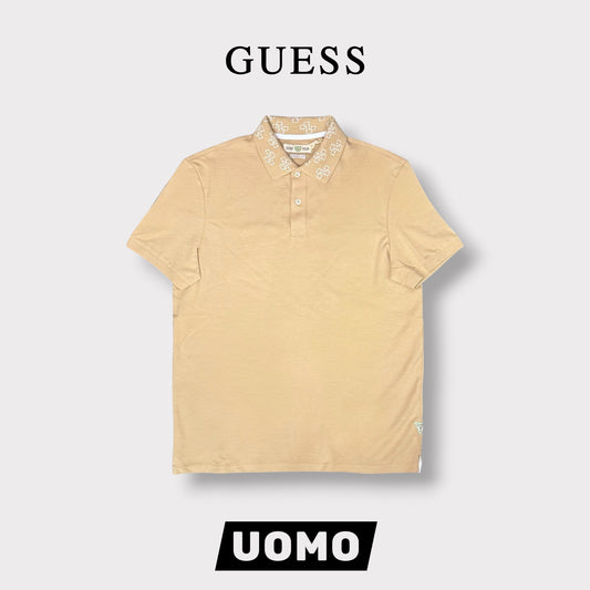 GUESS- Polo Uomo, con logo sul colletto, Regular Fit, col.Beige