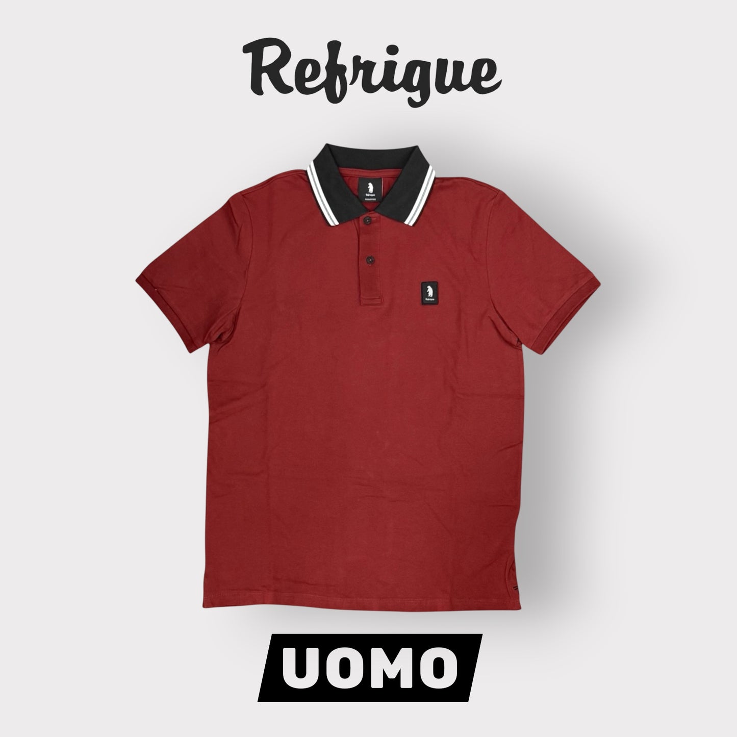 REFRIGUE- Polo Uomo, con righino sul colletto, col.Syrah