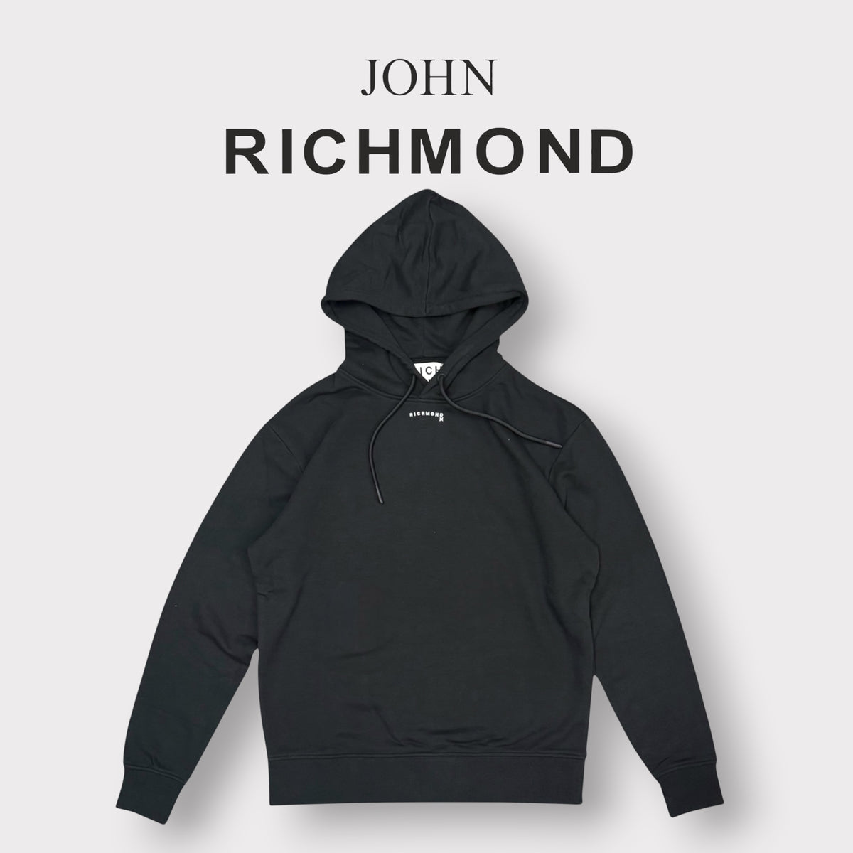 RICHMOND - Felpa Uomo con logo ricamato piccolo, con cappuccio, Col.Nero