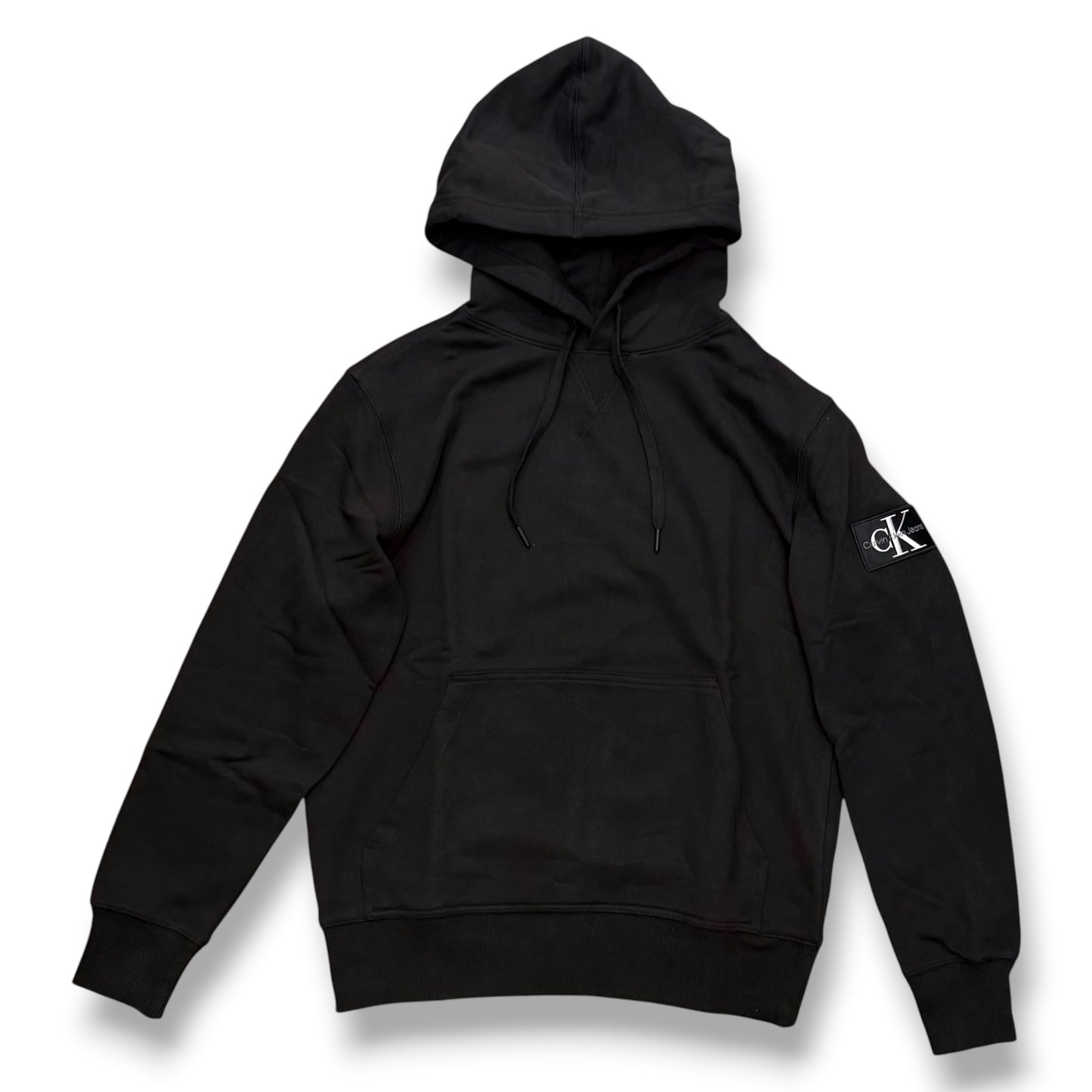 CALVIN KLEIN- Felpa RegularFit estiva Uomo, con cappuccio, con logo sul braccio, tex.cotone garzato, Col.Nero