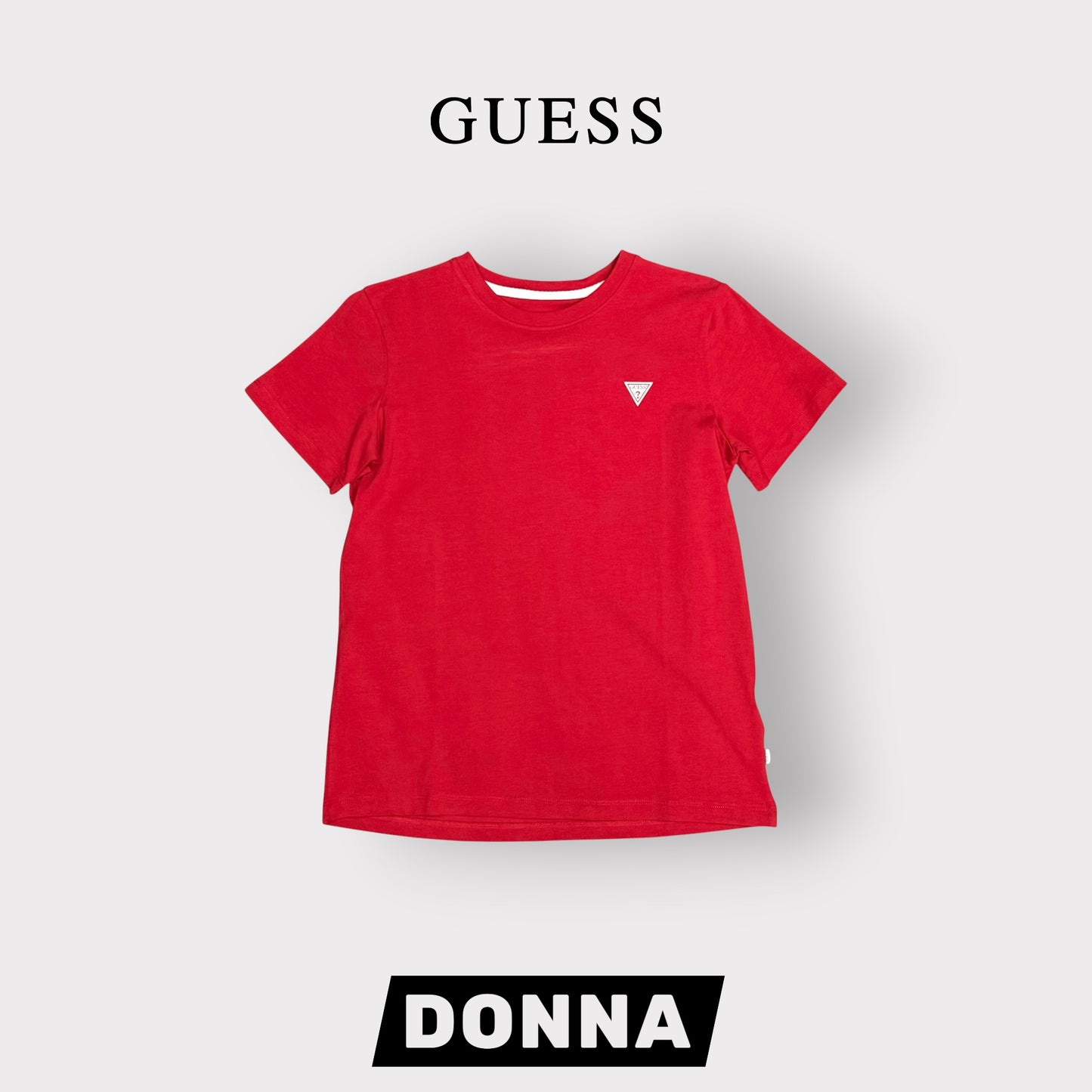 GUESS JEANS- T-shirt Donna, RegularFit, con logo lato cuore, col.Rosso
