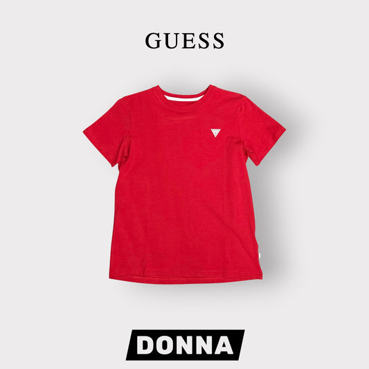 GUESS JEANS- T-shirt Donna, RegularFit, con logo lato cuore, col.Rosso