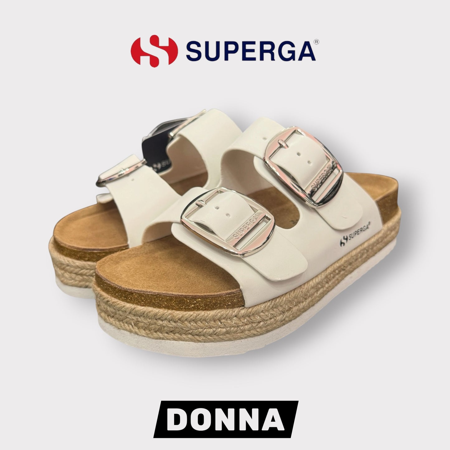 SUPERGA- Scarpe Donna, con zeppa, col.Bianco