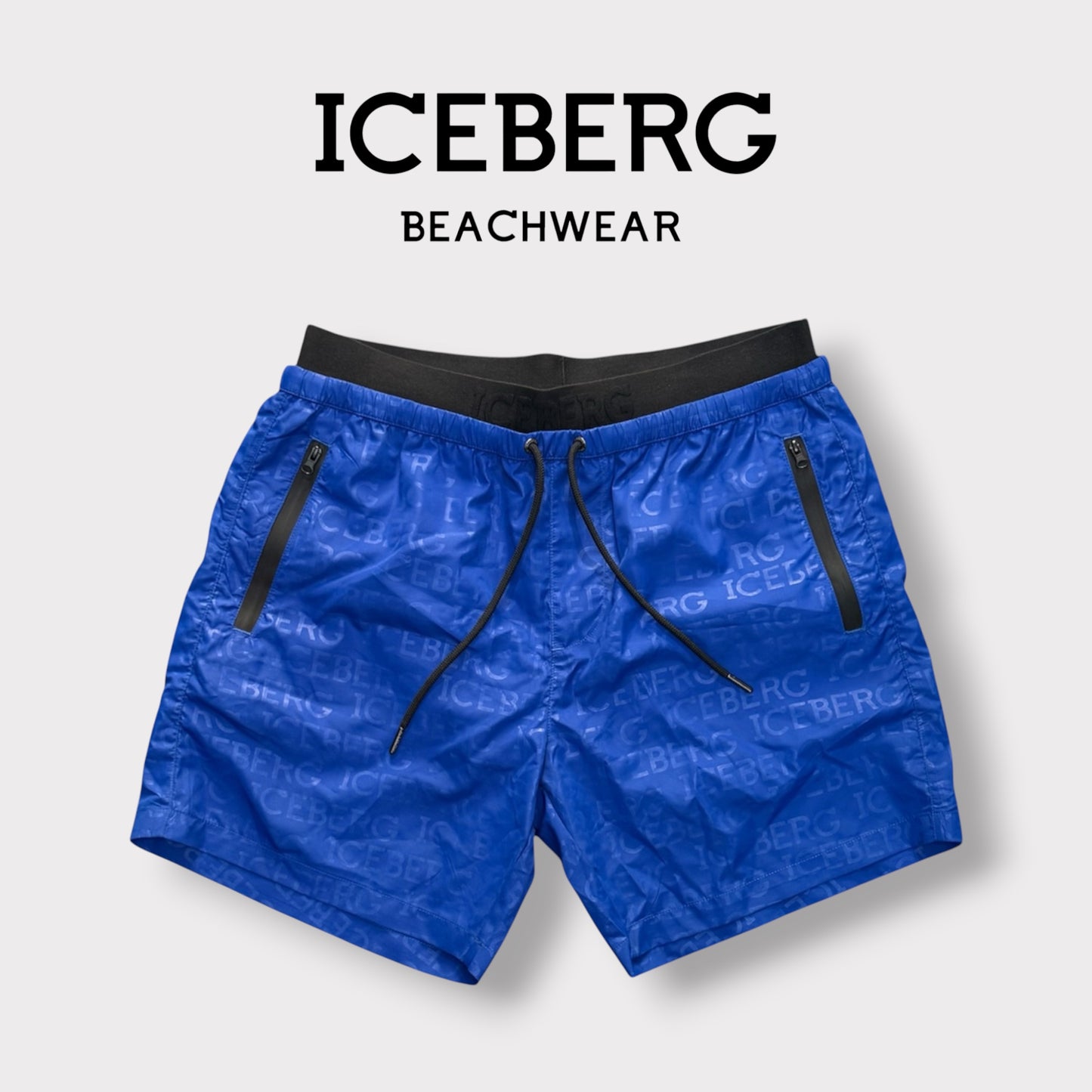 ICEBERG BEACHWEAR- Costume Uomo, con doppio elastico, col.Blu