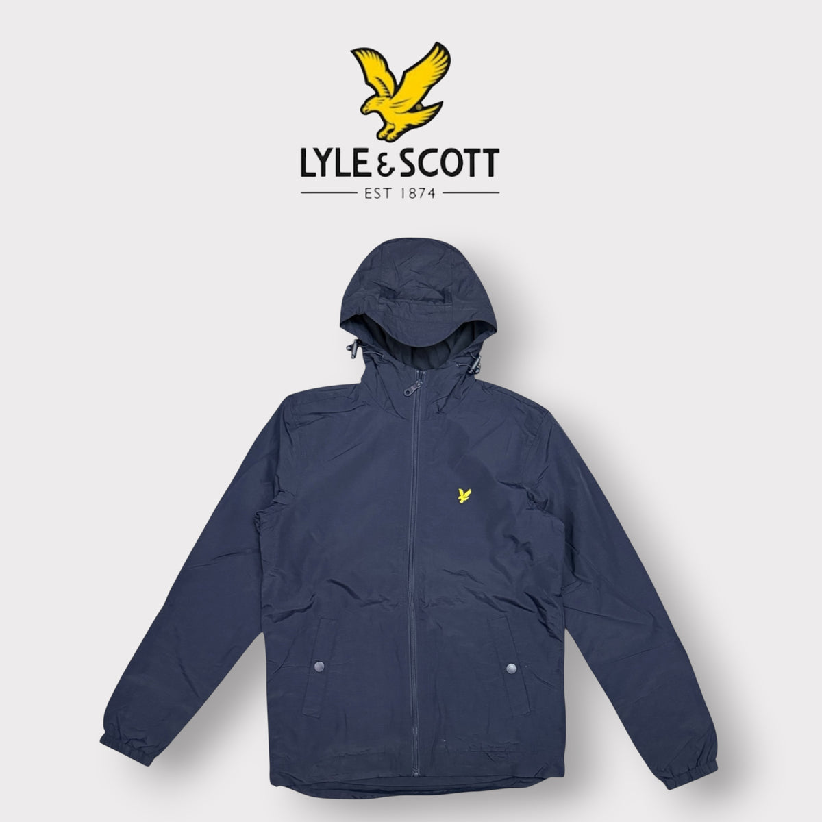 LYLE&SCOTT- Giubbotto Uomo, con interno in pile, mod.Zip Through Hooded Jacket Fleece Lining, col.Dark Navy