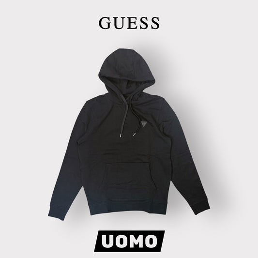 GUESS-Felpa estiva Uomo, con cappuccio, con logo lato cuore, SlimFit, tex.cotone garzato, col.Nero