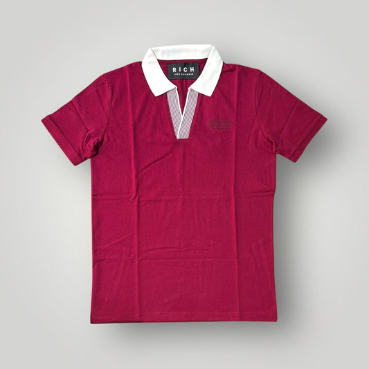 Polo RICHMOND Uomo,con scollo a V senza bottoni, Col.Magenta