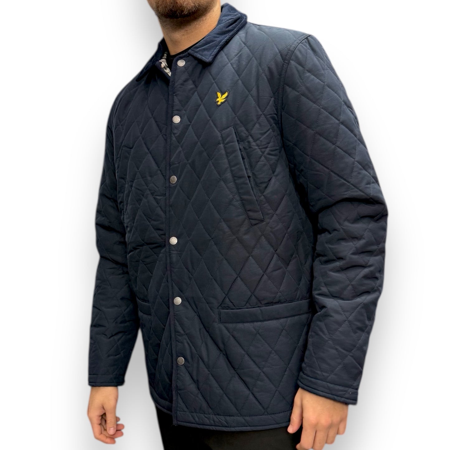 Giubbotto  LYLE&SCOTT mod.giacca con collo in velluto e interno in flanella, col.Blu