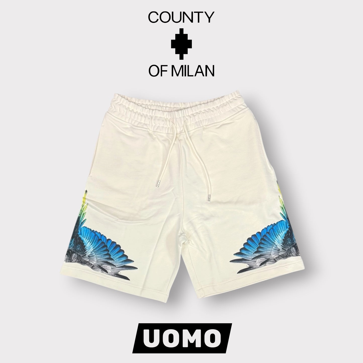 COUNTY OF MILAN- Bermuda Uomo con stampa sulla gamba, Col.Beige