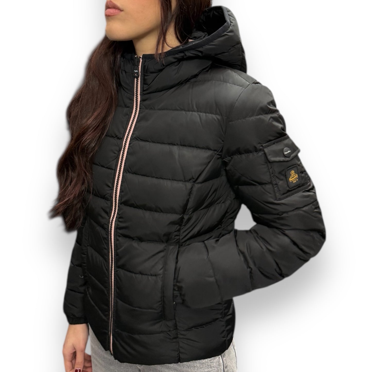 Giubbotto REFRIGIWEAR Donna, con zip a contrasto rosa, col.Nero