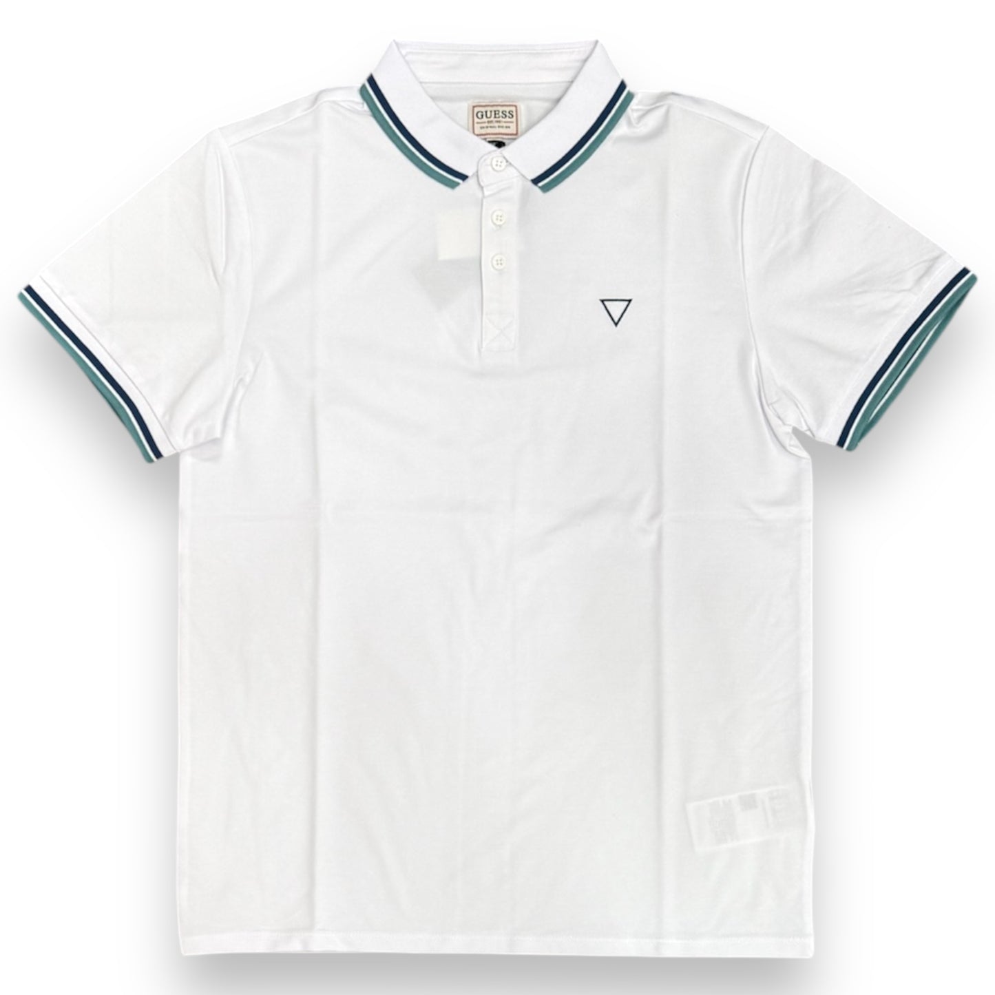 Polo GUESS logo triangolo lato cuore col.Bianco