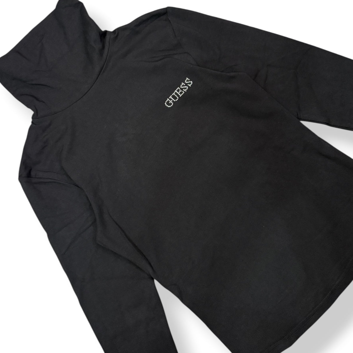 GUESS JEANS- T-shirt Donna, manica lunga, con colletto, Col.Nero