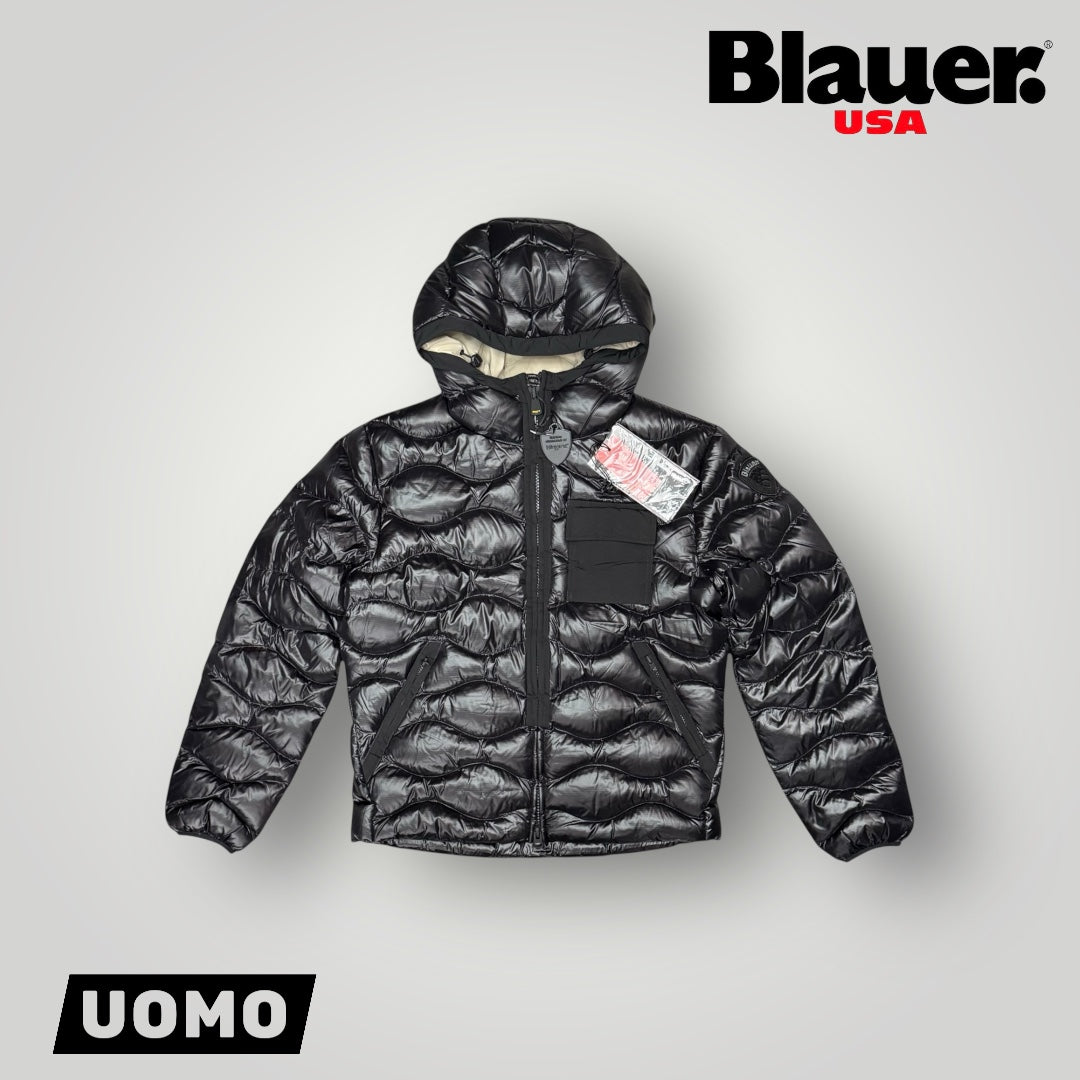 Giubbotto BLAUER con trama ad onde e taschino in petto,Col.Nero imbott.(Ovatta - 2025)