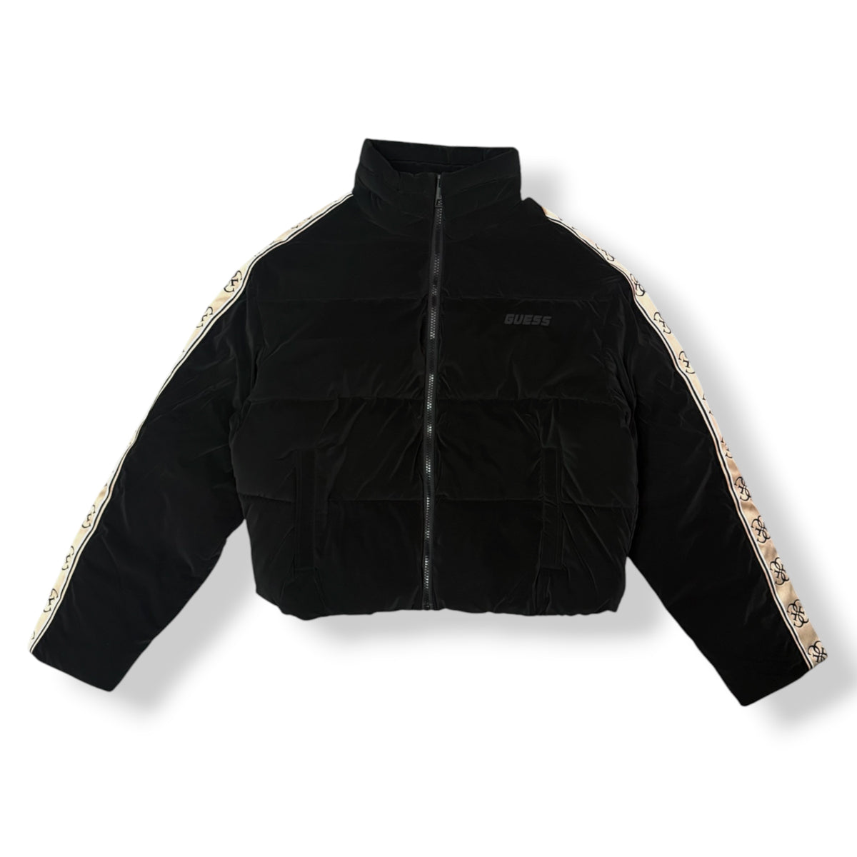 GUESS - Giubbotto Donna, con riga laterale logata, Col.Nero