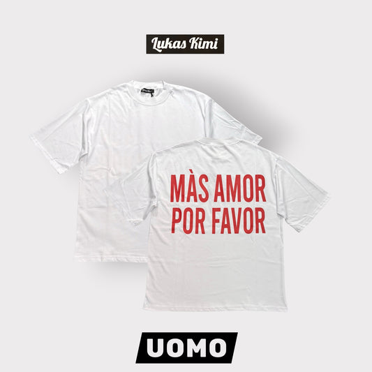 LUKAS KIMI - T-Shirt Uomo con scritta schienale, Col.Bianco