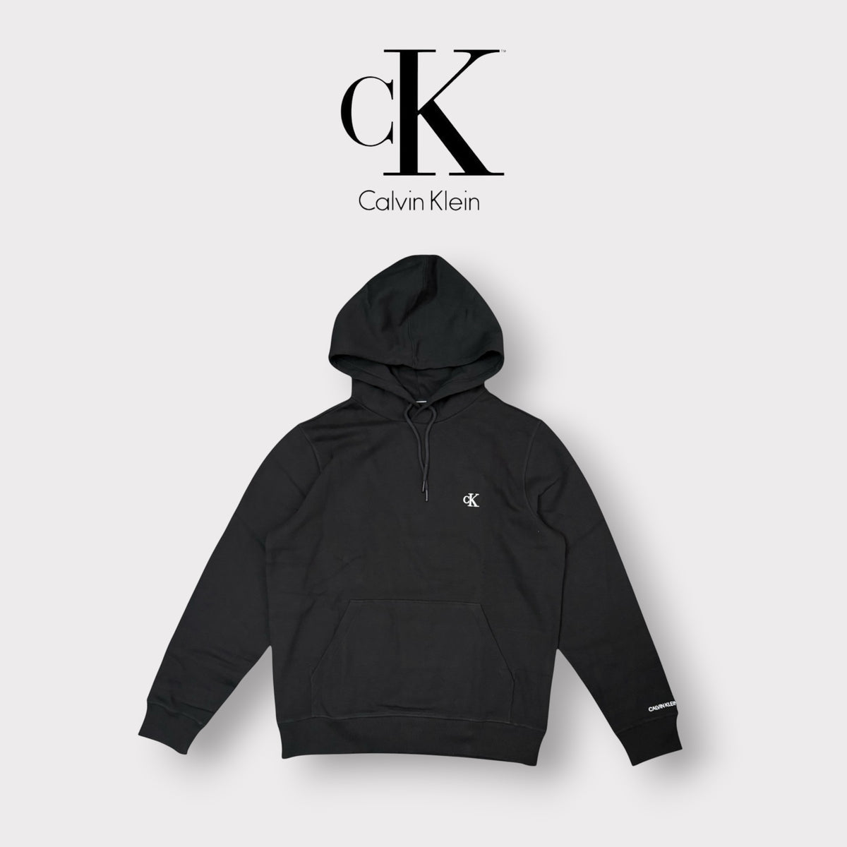 CALVIN KLEIN - Felpa Uomo con cappuccio, con logo lato cuore ricamato, tex.felpato, Col.Nero