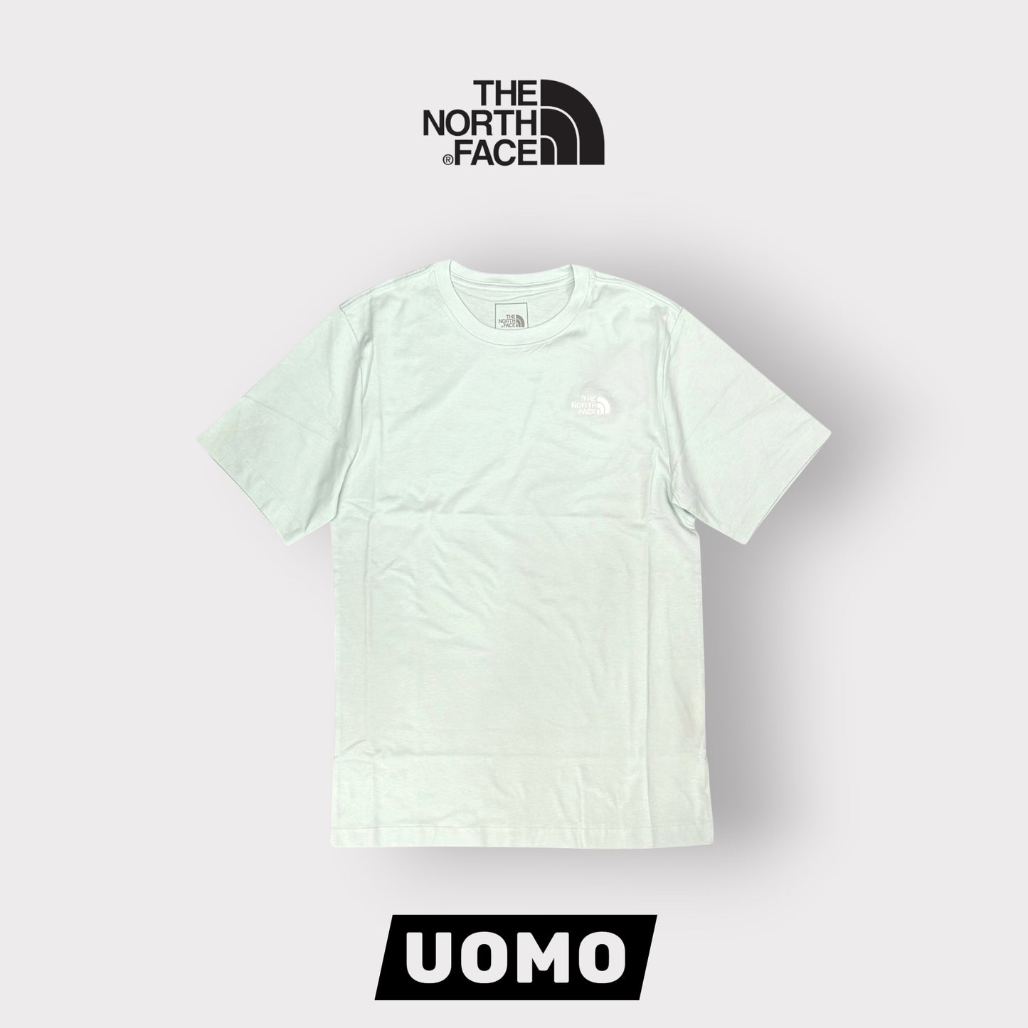 THE NORTH FACE- T-Shirt Uomo con logo ricamato lato cuore, Col. Verde acqua