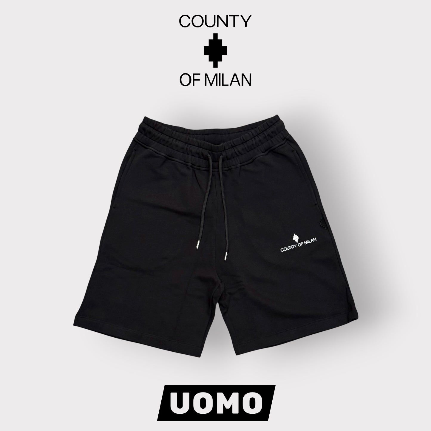 COUNTY OF MILAN- Bermuda Uomo con logo sulla gamba, Col.Nero