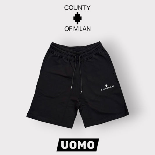COUNTY OF MILAN- Bermuda Uomo con logo sulla gamba, Col.Nero