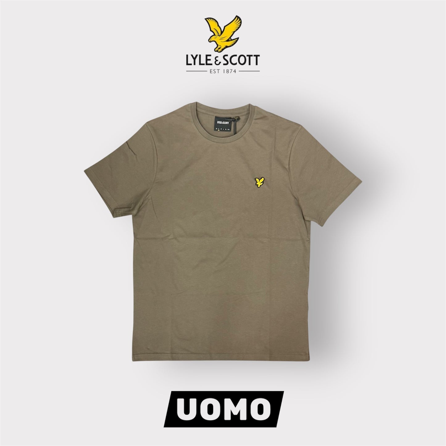 LYLE & SCOTT- T-Shirt Uomo Regular Fit, Col.Khaki Ash