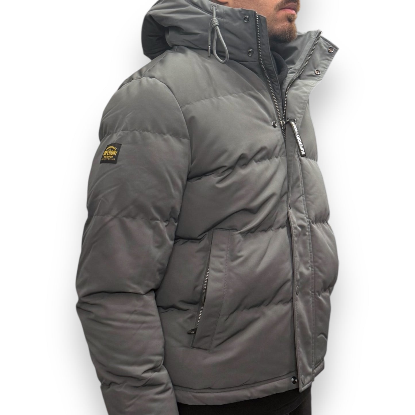 Giubbotto Everest SUPERDRY Uomo, Puffer Jacket con doppia abbottonatura, Col.Grigio