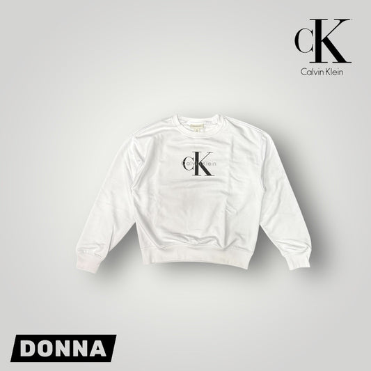 Felpa CALVIN KLEIN Donna girocollo, tex. cotone garzato, Col.Bianco