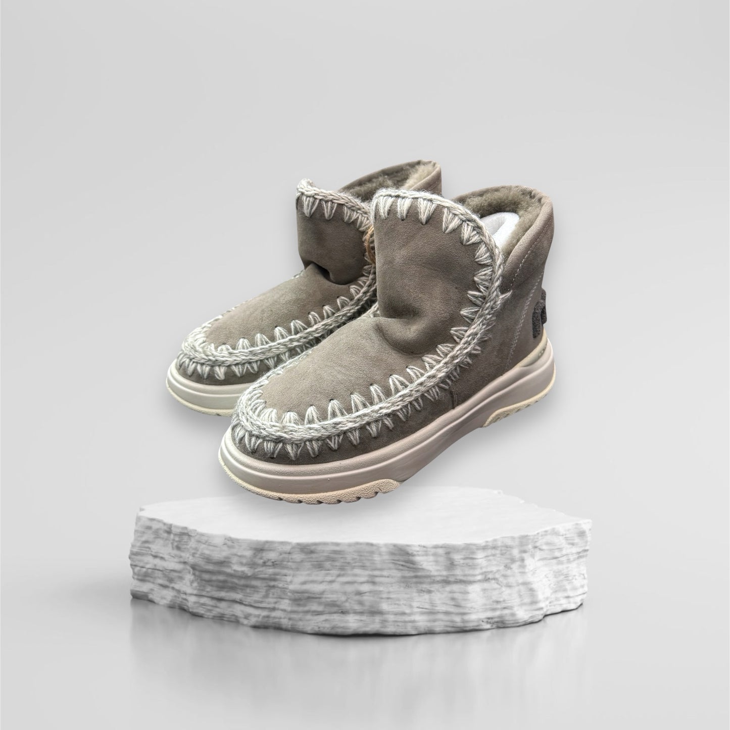 Stivaletto MOU Donna, Eskimo Jogget ,Vera pelle di montone, Col. Grigio, Logo glitter