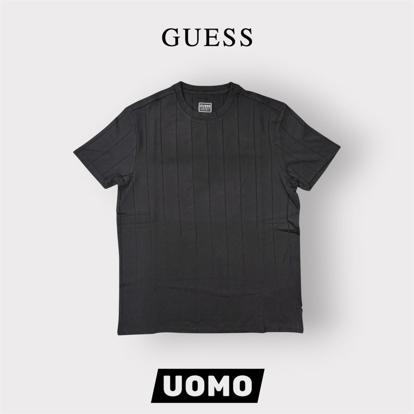 GUESS- T-shirt Uomo, in filo, col.Nero